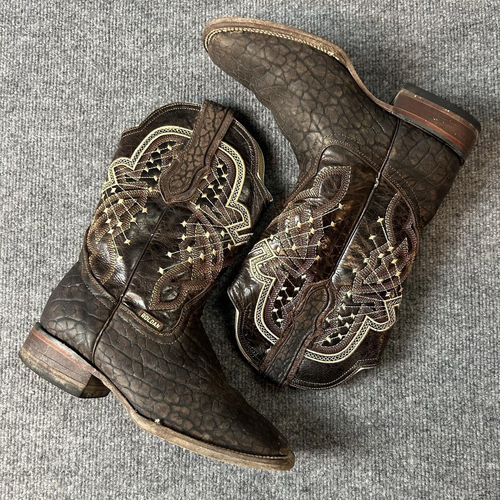 Roldan Boots Boots Mens Size 8 Brown Leather Western Cowboy Square Toe Lined